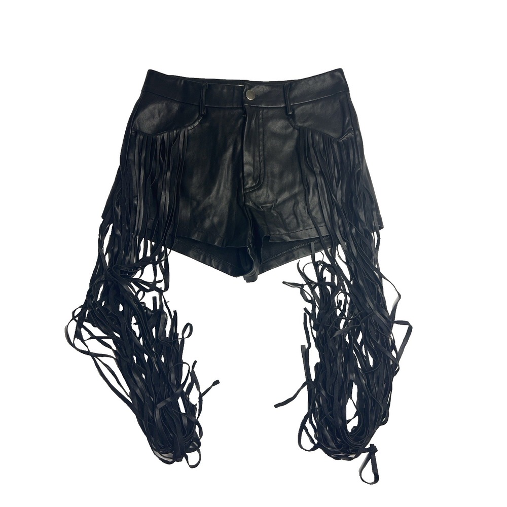 Biker Faux Leather Fringe Festival Western Shorts Women S Cowgirl Party Sexy
